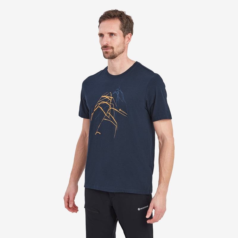 Dark Blue Montane Abstract Mountain Men's T Shirts | AAJ2548XW