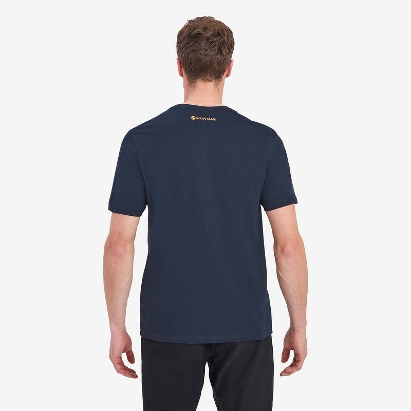 Dark Blue Montane Abstract Mountain Men's T Shirts | AAJ2548XW