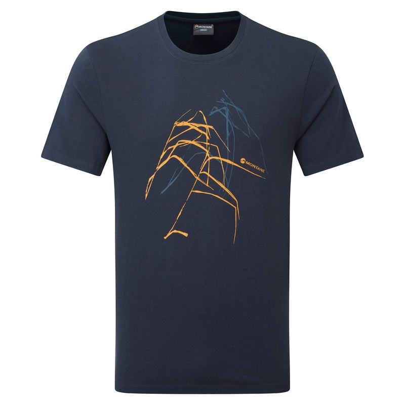 Dark Blue Montane Abstract Mountain Men\'s T Shirts | AAJ2548XW