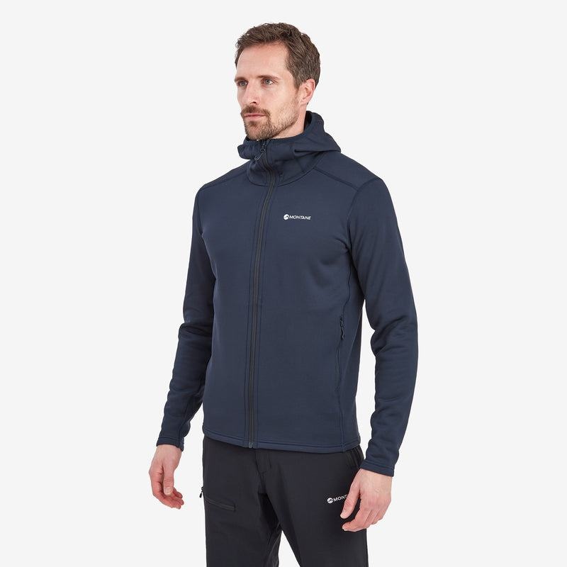 Dark Blue Montane Fury Hooded Men's Fleece Jackets | WRC2211JQ