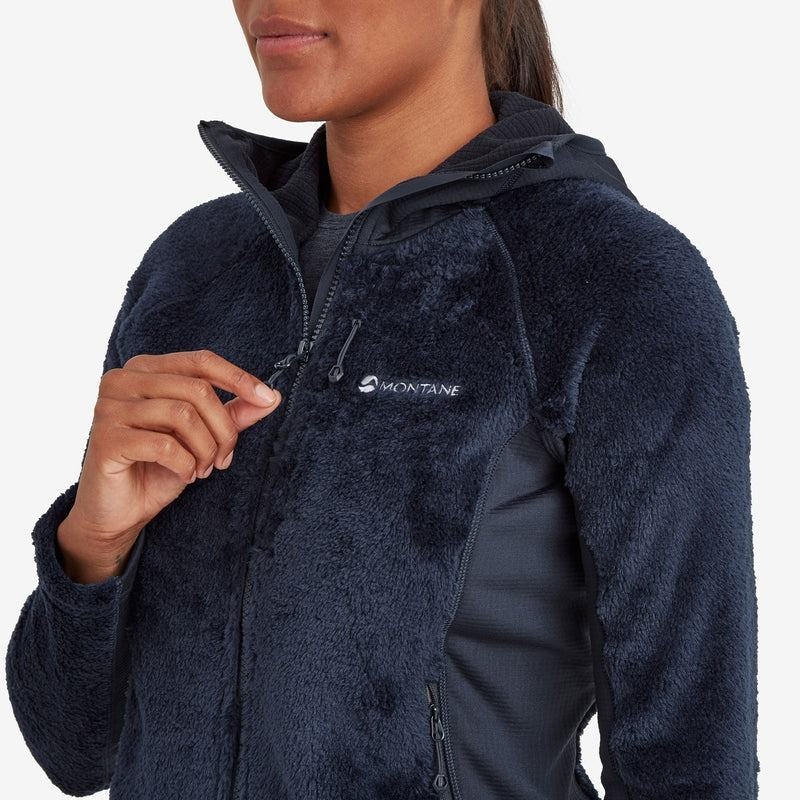 Dark Blue Montane Protium XPD Hooded Women's Fleece Jackets | JKQ3432MD