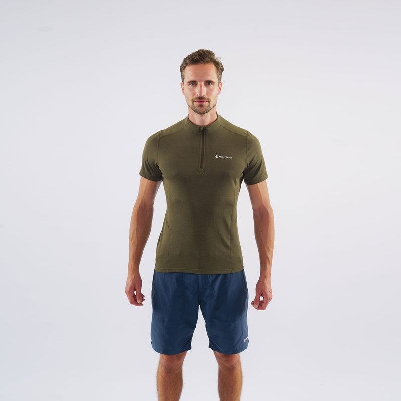 Dark Green Montane Dart Zip Men's T Shirts | CBO4277YR