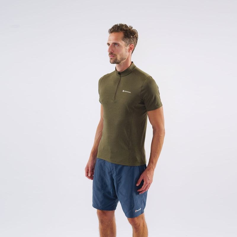 Dark Green Montane Dart Zip Men's T Shirts | CBO4277YR