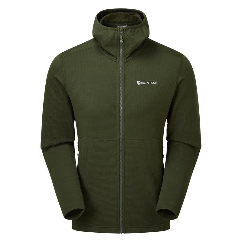 Dark Green Montane Protium Hooded Men\'s Fleece Jackets | YXH693EF