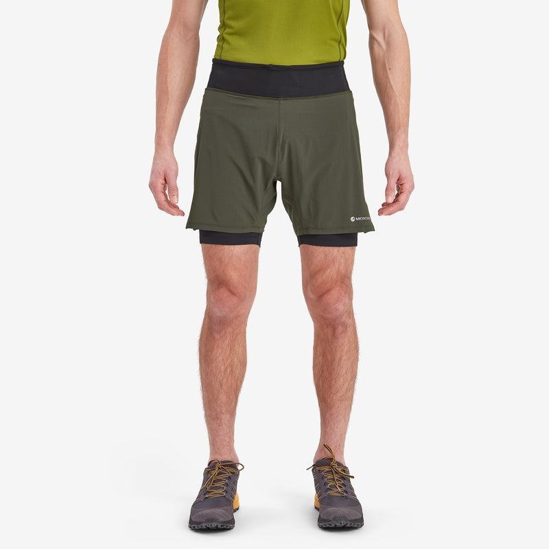 Dark Green Montane Slipstream Twin Skin Running Men's Shorts | BJC931XK