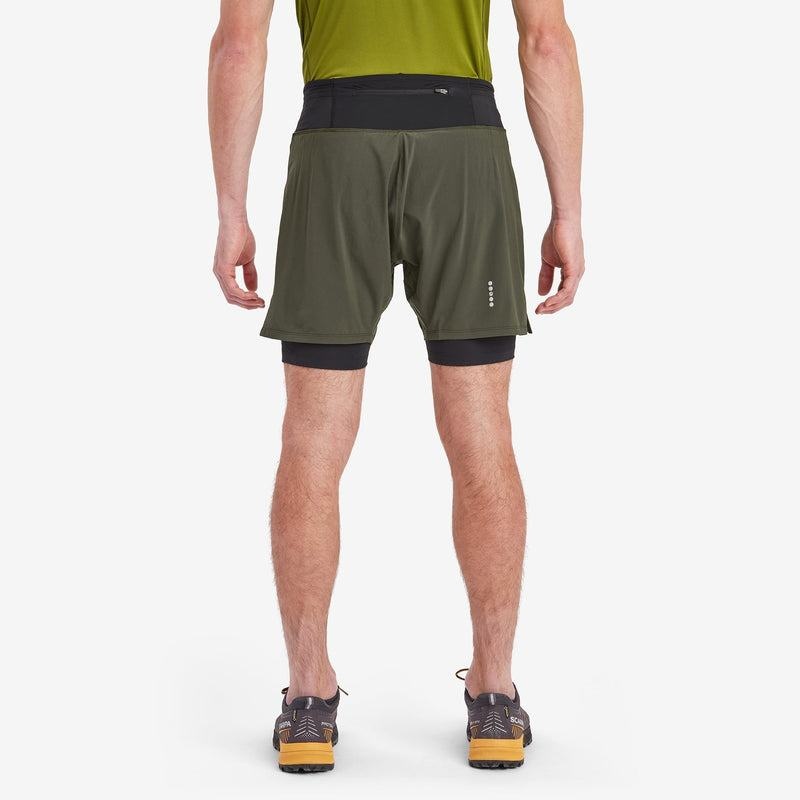 Dark Green Montane Slipstream Twin Skin Running Men's Shorts | BJC931XK