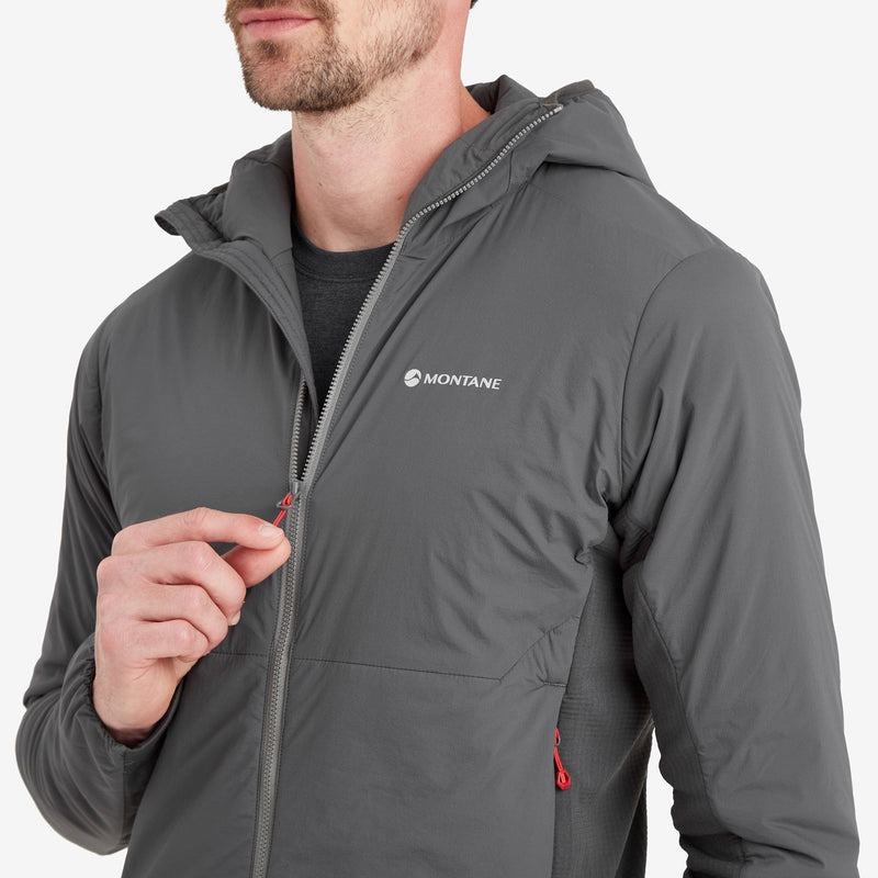 Dark Grey Montane Fireball Lite Hooded Men's Insulated Jackets | UAH4249HI