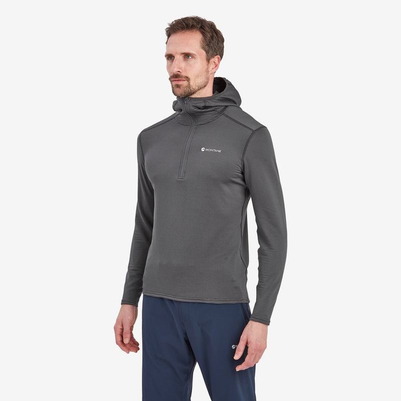 Dark Grey Montane Protium Lite Hooded Pull On Men's Fleece | WSP3375MM