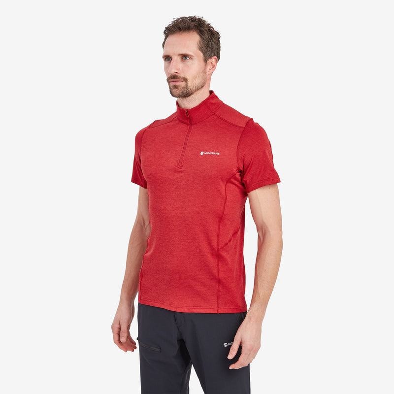 Dark Red Montane Dart Zip Men's T Shirts | ELA4527XT