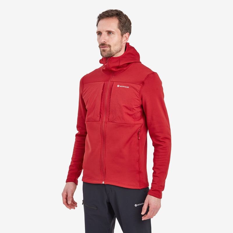 Dark Red Montane Fury XT Hooded Men's Fleece Jackets | UTN8186OB