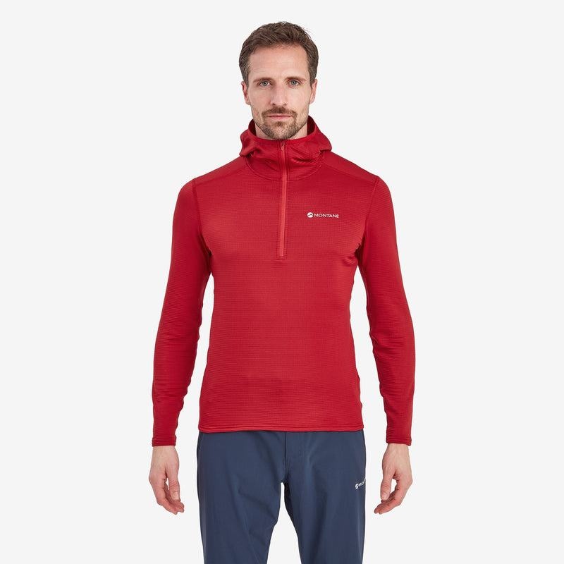 Dark Red Montane Protium Lite Hooded Pull On Men's Fleece | RQK8171YT