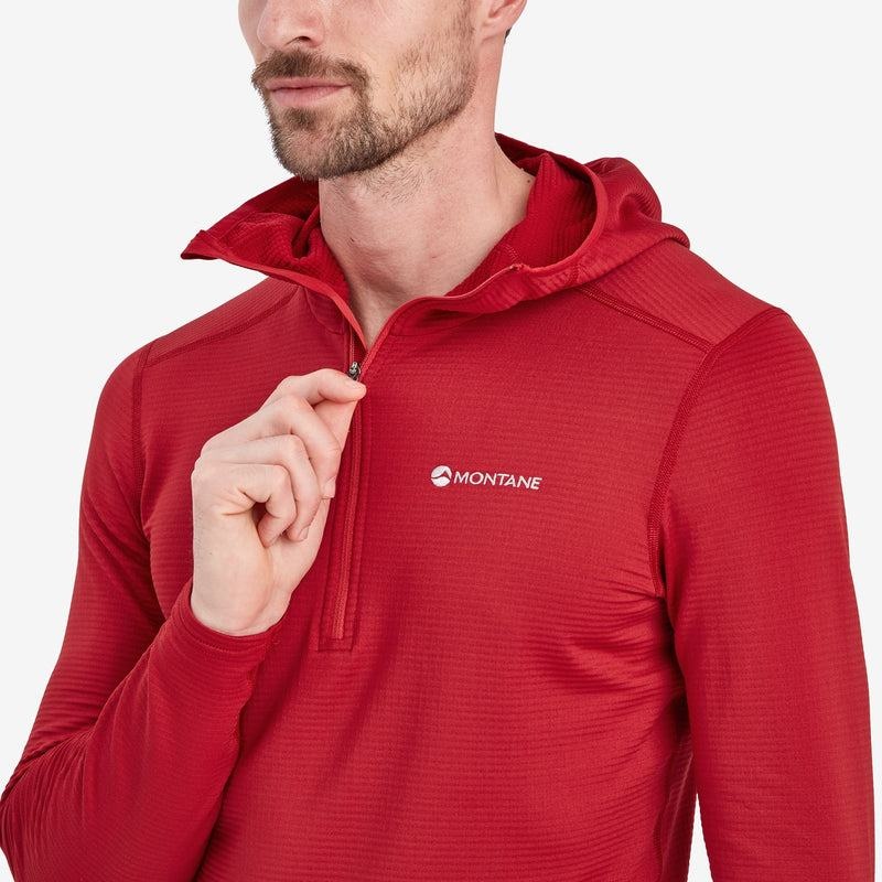 Dark Red Montane Protium Lite Hooded Pull On Men's Fleece | RQK8171YT