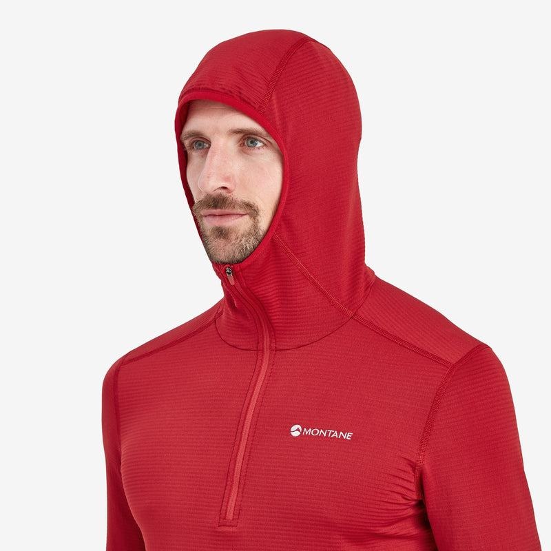 Dark Red Montane Protium Lite Hooded Pull On Men's Fleece | RQK8171YT