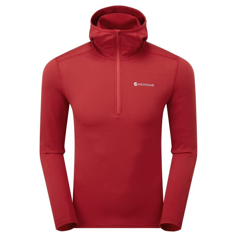 Dark Red Montane Protium Lite Hooded Pull On Men\'s Fleece | RQK8171YT