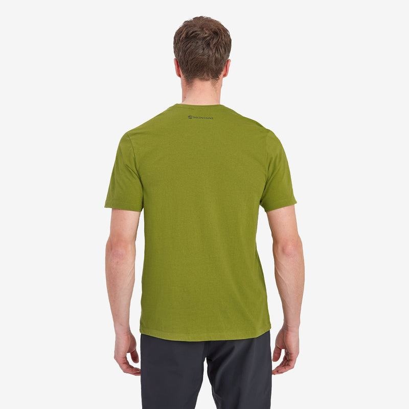 Green Montane Abstract Mountain Men's T Shirts | SLZ3914AQ