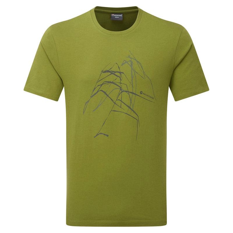 Green Montane Abstract Mountain Men\'s T Shirts | SLZ3914AQ