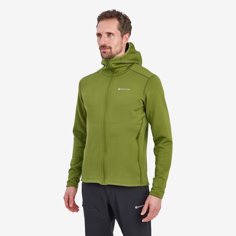 Green Montane Fury Hooded Men's Fleece Jackets | QCO3915ES