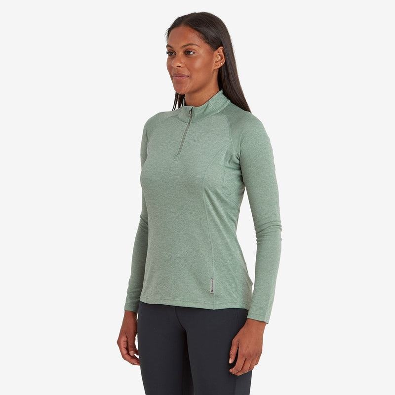 Grey Green Montane Dart Zip Neck Women's T Shirts | CWC5133MN