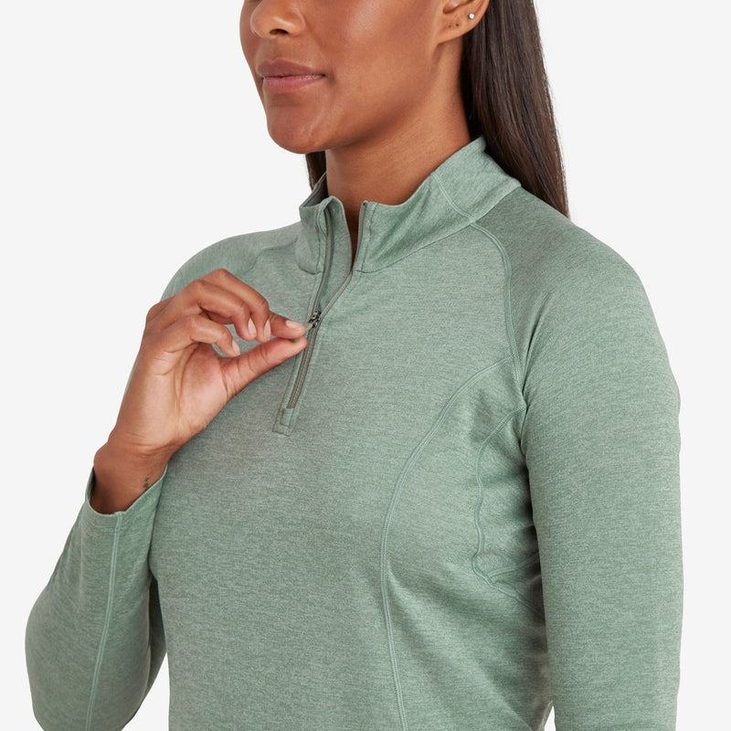 Grey Green Montane Dart Zip Neck Women's T Shirts | CWC5133MN