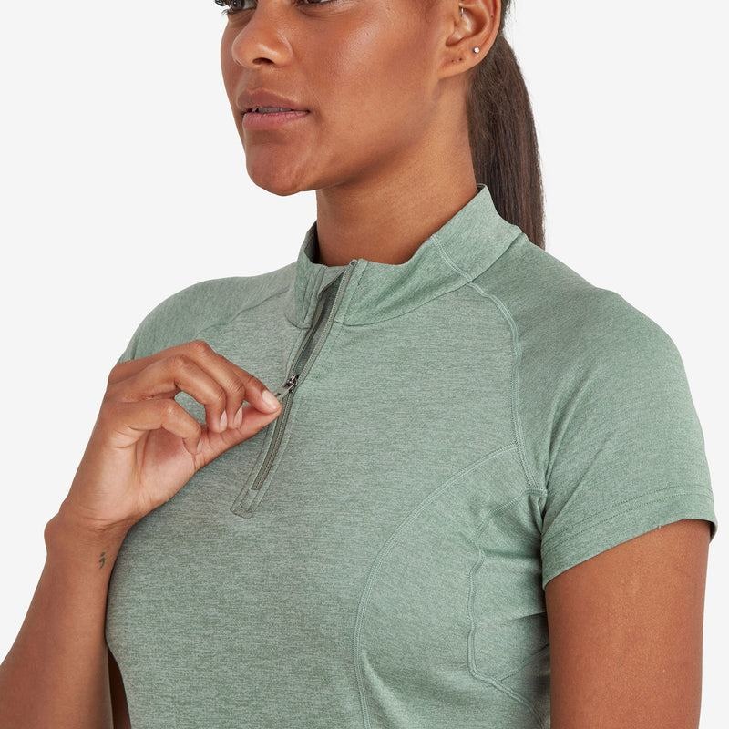 Grey Green Montane Dart Zip Women's T Shirts | CIK3886PQ