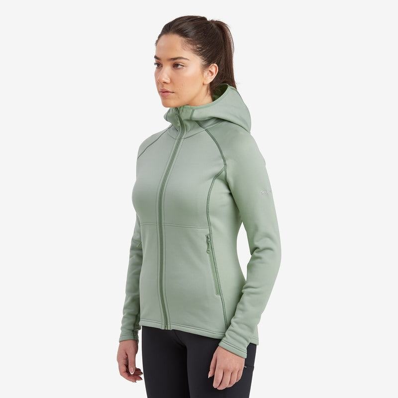 Grey Green Montane Fury Hooded Women's Fleece Jackets | JXX7898QW