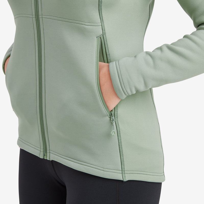 Grey Green Montane Fury Hooded Women's Fleece Jackets | JXX7898QW