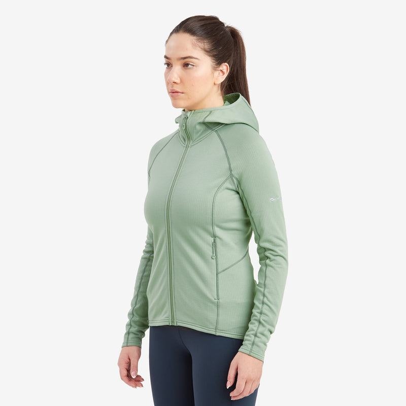 Grey Green Montane Protium Hooded Women's Fleece Jackets | AHT841PW