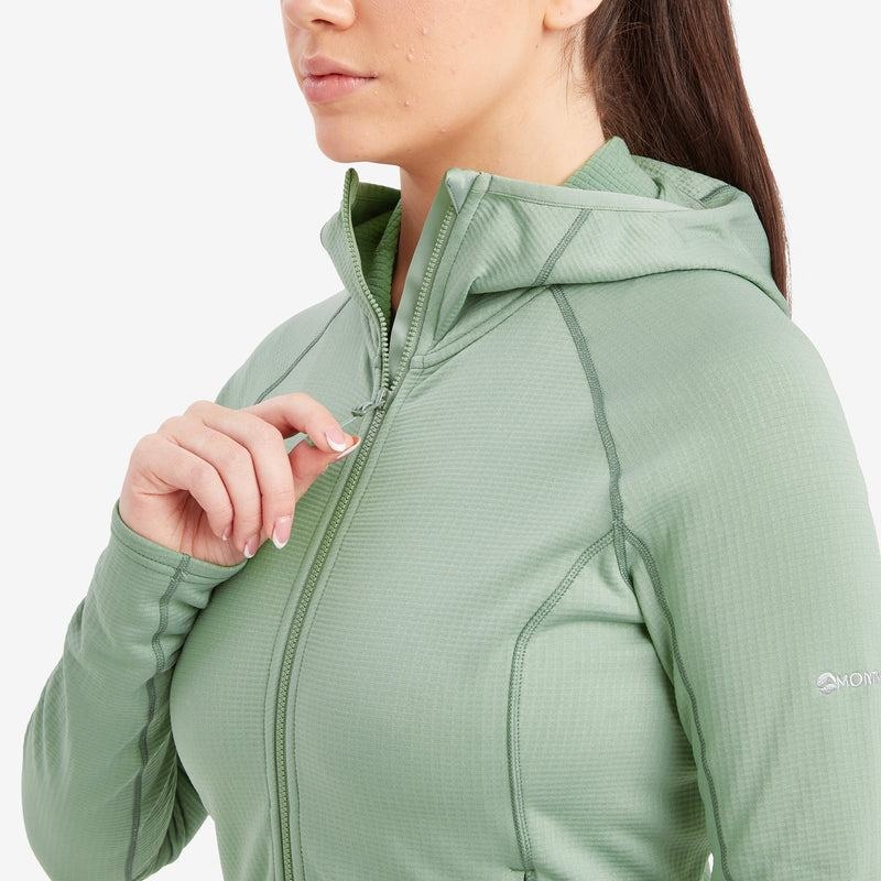 Grey Green Montane Protium Hooded Women's Fleece Jackets | AHT841PW