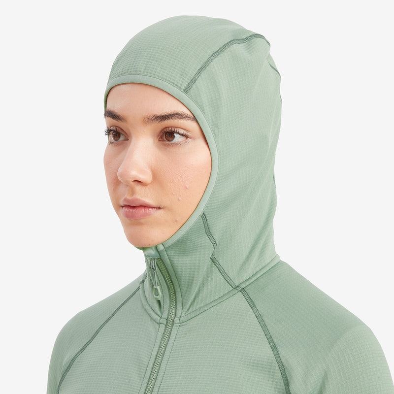 Grey Green Montane Protium Hooded Women's Fleece Jackets | AHT841PW