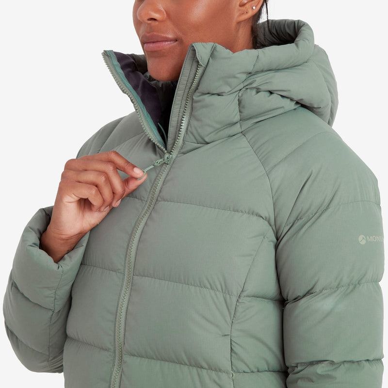 Grey Green Montane Tundra Hooded Women's Down Jackets | USQ9838GV