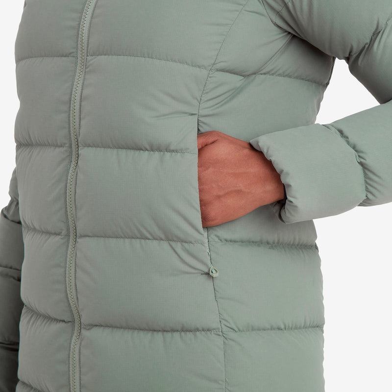 Grey Green Montane Tundra Hooded Women's Down Jackets | USQ9838GV