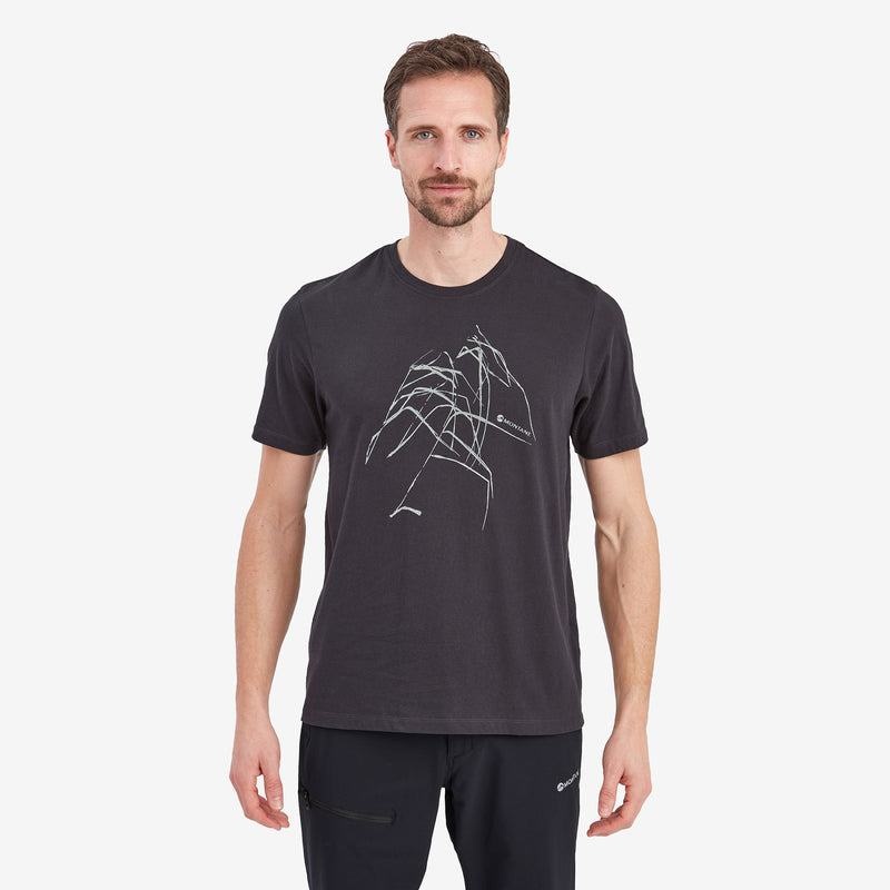 Grey Montane Abstract Mountain Men's T Shirts | UVF3390PP