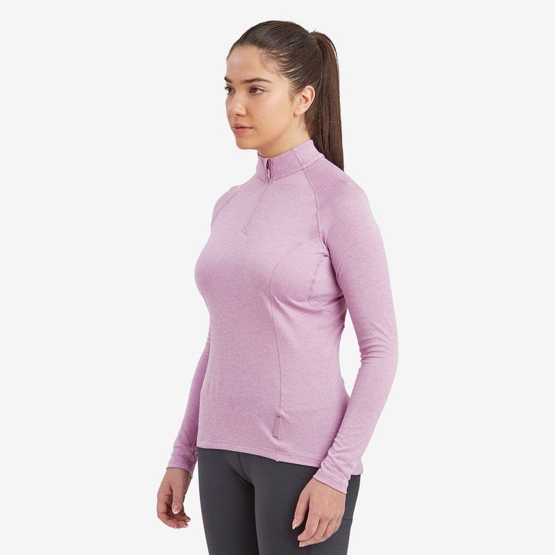 Grey Purple Montane Dart Zip Neck Women's T Shirts | QVQ5077AD