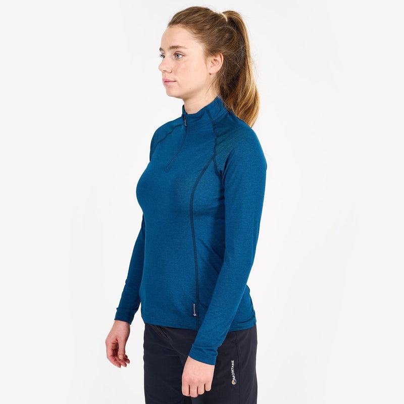 Navy Blue Montane Dart Thermo Zip Neck Women's T Shirts | WBZ194RI