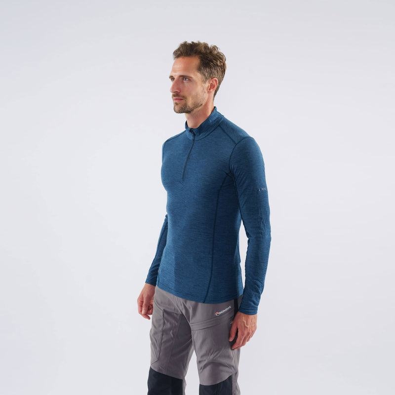 Navy Blue Montane Primino 140 Zip Neck Men's Base Layer Tops | DRB5877IQ