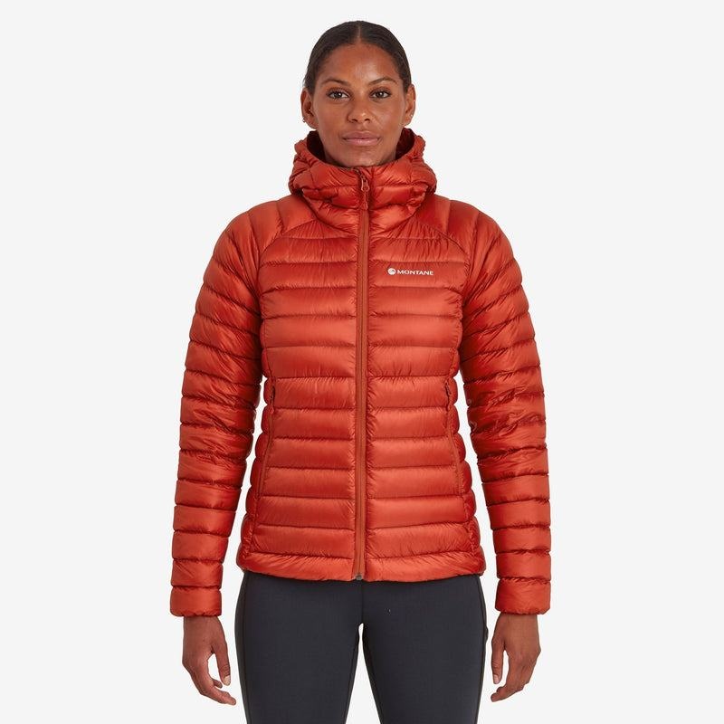 Orange Red Montane Anti-Freeze Hooded Women\'s Down Jackets | PLD59TE