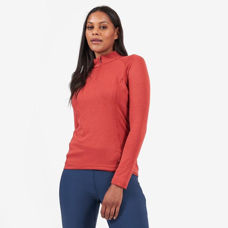 Orange Red Montane Dart Zip Neck Women's T Shirts | RGH6290ZV