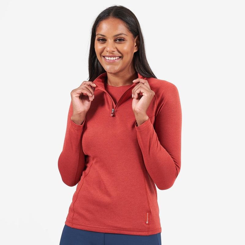 Orange Red Montane Dart Zip Neck Women's T Shirts | RGH6290ZV