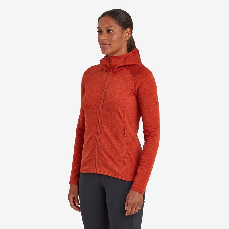 Orange Red Montane Protium Hooded Women's Fleece Jackets | ZCH7140UC