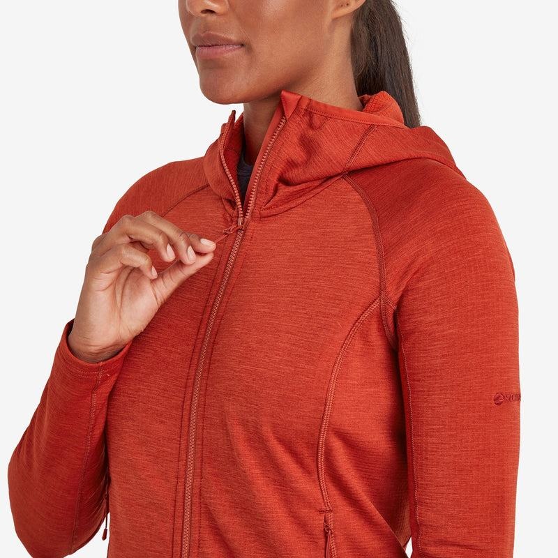 Orange Red Montane Protium Hooded Women's Fleece Jackets | ZCH7140UC