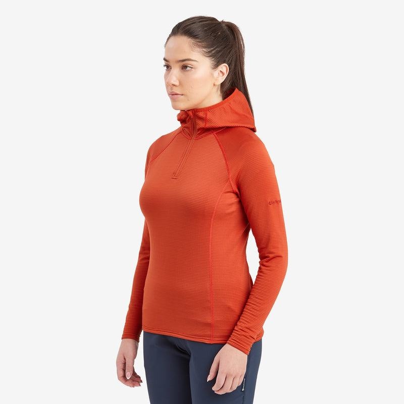 Orange Red Montane Protium Lite Hooded Pull On Women's Fleece | PPB9591ZZ