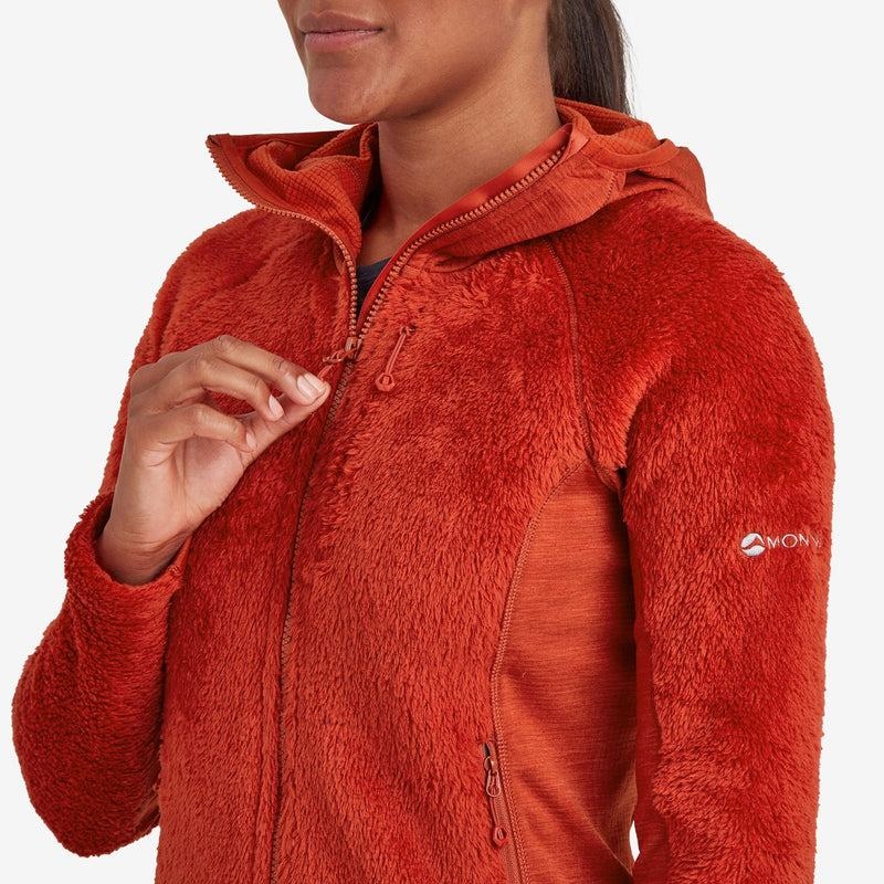 Orange Red Montane Protium XPD Hooded Women's Fleece Jackets | DDX5690PB